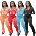 Solid Color Velvet Zipper Hoodie & Trousers 2 Piece Suit NSYDF78307