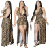 women s halter neck long shawl leopard print pants suit nihaostyles wholesale clothing NSOSD78311