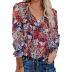 women s Bohemian style long-sleeved V-neck pullover chiffon shirt nihaostyles clothing wholesale NSQSY78350