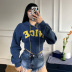 women s letter embroidery long-sleeved slim waist hoodie nihaostyles clothing wholesale NSXPF78386