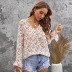 women s long-sleeved V-neck floral chiffon shirt nihaostyles clothing wholesale NSQSY78398