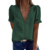 women s solid color deep V-neck embroidered lace short-sleeved chiffon shirt nihaostyles clothing wholesale NSQSY78399