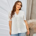 women s loose V-neck pullover solid color plus size lace shirt nihaostyles clothing wholesale NSQSY78404