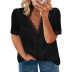 women s loose V-neck pullover solid color plus size lace shirt nihaostyles clothing wholesale NSQSY78404