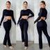 women s solid color tight-fitting hollow two-piece nihaostyles wholesale clothing NSOSD78422
