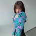 women s flower print fold square neck puff sleeve top nihaostyles clothing wholesale NSXPF78427