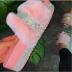 women s outdoor rhinestone plush thick-soled slippers nihaostyles wholesale clothing NSHYR78495