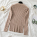 Suéter de manga larga con cuello redondo bajo y manga larga NSYID79357