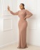Solid Color Casual Long-Sleeved Dress NSXPF78541