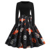 Women s Round Neck Long Sleeve Printed Dress with Black Ribbon nihaostyles wholesale halloween costumes NSSAP78582
