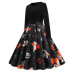 Women s Round Neck Long Sleeve Printed Dress with Black Ribbon nihaostyles wholesale halloween costumes NSSAP78582