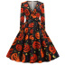 women s V-neck long-sleeved printing dress nihaostyles wholesale halloween costumes NSSAP78584