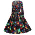 V-neck long-sleeved printing large swing dress nihaostyles wholesale halloween costumes NSSAP78583