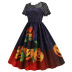 women s lace short-sleeved print big swing dress nihaostyles clothing wholesale NSSAP78590