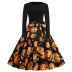 Women s Round Neck Long Sleeve Printed Dress with Ribbon nihaostyles wholesale halloween costumes NSSAP78600