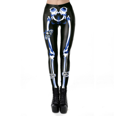 Women's Horror 3D Skull Printed Leggings Nihaostyles Wholesale Halloween Costumes NSNDB78606