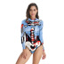 women s blue human body skeleton digital printing long-sleeved one-piece swimsuit nihaostyles wholesale halloween costumes NSNDB78713