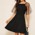 women s black mesh stitching dress nihaostyles clothing wholesale NSMXN78735