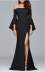 autumn and winter women s long-sleeved off-the-shoulder splitted evening dress nihaostyles wholesale clothing  NSYIS79350