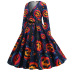 women s V-neck long-sleeved printing dress nihaostyles wholesale halloween costumes NSSAP78819