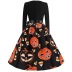 women s round neck long sleeve contrast stitching printed dress nihaostyles wholesale halloween costumes NSSAP78822