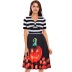 Women s Striped V-neck Short Sleeve Stitching Pumpkin Scary Face Printed Dress nihaostyles wholesale halloween costumes NSSAP78828