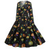 women s V-neck long-sleeved printing large swing dress nihaostyles wholesale halloween costumes NSSAP78836