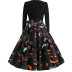 women s long-sleeved ghost printing dress with ribbon nihaostyles wholesale halloween costumes NSSAP78839