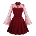women s Halloween mesh trumpet sleeve stitching dress nihaostyles clothing wholesale NSMXN78854