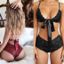 women s lace cross strap bra with panties set nihaostyles clothing wholesale NSFQQ79190