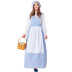 Farm Girl Sky Blue Plaid Kitchen Girl Skirt Pastoral Performance Costume nihaostyles wholesale halloween costumes NSPIS79284
