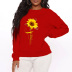 Sunflower printed round neck plus cashmere sweater nihaostyles clothing wholesale NSYAY79666