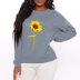 Sunflower printed round neck plus cashmere sweater nihaostyles clothing wholesale NSYAY79666
