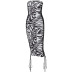 Zebra Print Strappy Off-Shoulder Dress NSLJ79375