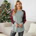 autumn women s round neck plaid stitching long-sleeved casual sweatershirt nihaostyles wholesale clothing NSSI79389