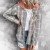 autumn and winter women s breasted loose casual plaid hooded jacket nihaostyles wholesale clothing NSSI79391