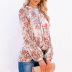 women s autumn floral half high collar lantern sleeve chiffon shirt nihaostyles wholesale clothing NSSI79394