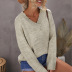 autumn and winter women s v-neck solid color long-sleeved knitted sweater nihaostyles wholesale clothing NSSI79403