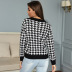 women s long-sleeved houndstooth jacquard v-neck knitted sweater nihaostyles wholesale clothing NSDMB79410