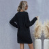 women s deep V-neck halterneck mid-length sweater dress nihaostyles wholesale clothing NSDMB79413