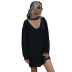 women s deep V-neck halterneck mid-length sweater dress nihaostyles wholesale clothing NSDMB79413