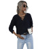 women s V-neck color striped distress pullover sweater nihaostyles wholesale clothing NSDMB79426