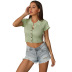 women s solid color lapel knitted bottoming short shirt nihaostyles wholesale clothing NSDMB79429