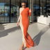women s stitching contrast long-sleeved high-waist side-opening slim dress nihaostyles clothing wholesale NSHLJ79438