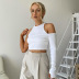 women s solid color vest and single sleeve two-piece set nihaostyles clothing wholesale NSHLJ79445