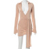 women s solid color lapel long-sleeved slim dress nihaostyles clothing wholesale NSHLJ79447
