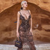 women s low-cut lace-up leopard-print mesh dress nihaostyles clothing wholesale NSHLJ79449
