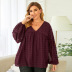 autumn plus size women s solid color jacquard long sleeve chiffon top nihaostyles wholesale clothing NSSI79459