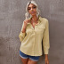 Solid Color Single-Breasted Long-Sleeved Shirt With Pockets NSSI79460