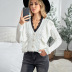 women s  v-neck  single-breasted ruffle stitching knitted sweater nihaostyles wholesale clothing NSSI79461